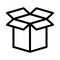 Icon of an open cardboard box.